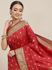 Chhabra 555 Red & Golden Woven Design Mysore Silk Saree