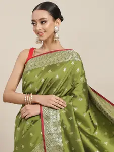 Chhabra 555 Green Woven Design Zari Mysore Silk Saree