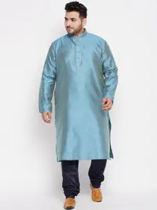 VASTRAMAY Men Plus size Blue Kurta with Pyjamas