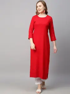 POONAM DESIGNER Women Red Sequinned Embroidered Kurta