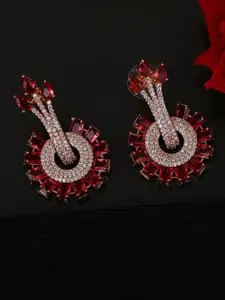 Bhana Fashion Red & White Contemporary Drop Earrings