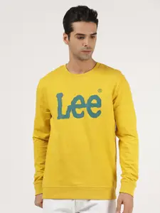 Lee Men Yellow Printed Cotton Sweatshirt