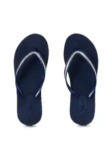Khadims Women Navy Blue & Grey Thong Flip-Flops