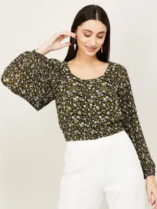 Ginger by Lifestyle Black Floral Print Top