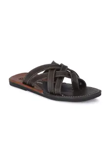 John Karsun Men Brown Solid Comfort Sandals