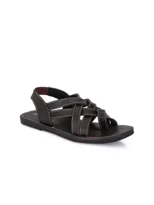 John Karsun Men Brown & Black Comfort Sandals