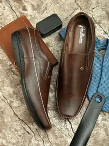 John Karsun Men Brown Solid Slip-On Formal Shoes