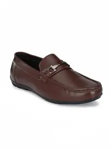 John Karsun Men Brown Textured Synthetic Leather Monks