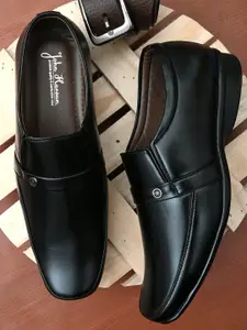 John Karsun Men Black Formal Slip-On Shoes