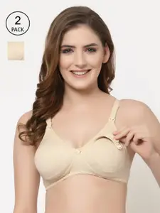 Floret Beige Pack Of 2 Solid Non Padded Bra