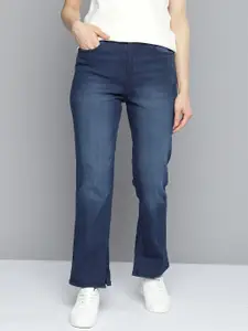 Mast & Harbour Women Navy Blue Straight Fit Light Fade Stretchable Jeans