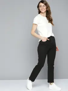Mast & Harbour Women Black Straight Fit Stretchable Jeans