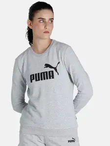 Puma Women Grey Essentials Logo Regular Fit SweatShirt