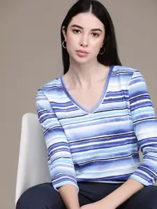 Macy's Karen Scott Striped V-Neck T-shirt