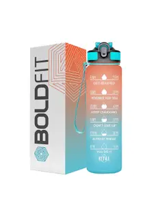 BOLDFIT Orange &  Turquoise Blue Typography Printed Sports Sipper Water Bottle