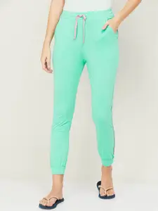 Ginger by Lifestyle Women Green Solid Cotton Lounge Pants