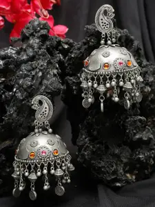 YouBella Silver-Plated Contemporary Alloy Jhumkas Earrings