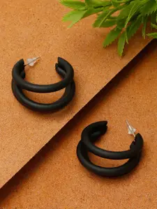YouBella Black Contemporary Half Hoop Earrings