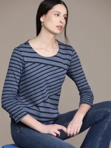 Macy's Karen Scott Round Neck Striped T-shirt