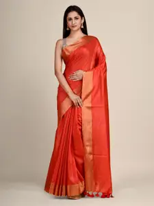 Arhi Orange & Gold-Toned Zari Saree