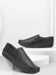 Sir Corbett Men Black Solid Synthetic Slip-On Shoes