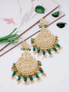 I Jewels Green Contemporary Drop Earrings