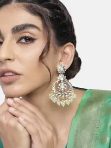 I Jewels Green Contemporary Drop Earrings