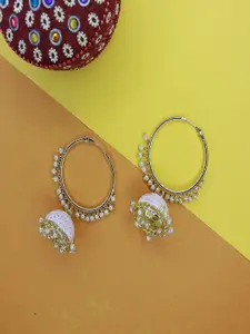 I Jewels Gold-Toned & White Dome Shaped Jhumkas Earrings