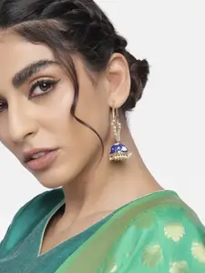 I Jewels Gold-Toned & Blue Dome Shaped Jhumkas Earrings