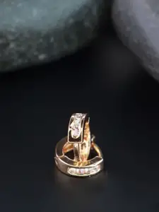 I Jewels Rose Gold & White Circular Hoop Earrings