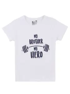 PROTEENS Girls White & Blue Typography Printed T-shirt