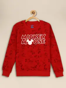 Kids Ville Boys Red Mickey & Friends Printed Sweatshirt