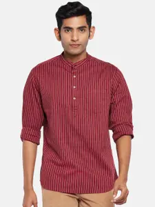BYFORD by Pantaloons Men Maroon Striped Cotton Casual Shirt