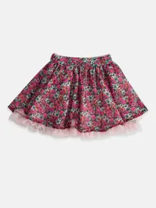 Pantaloons Junior Girls Peach Coloured Printed A-Line Mini Skirts