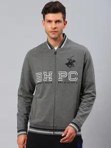 Beverly Hills Polo Club Men Grey Printed Bomber Jacket