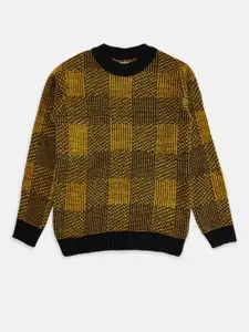 Pantaloons Junior Boys Yellow & Brown Checked Sweater