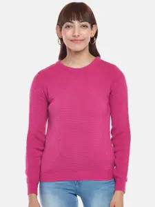 People Women Pink Round Neck Pullover