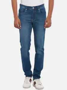 People Men Blue Slim Fit Low Distress Light Fade Jeans