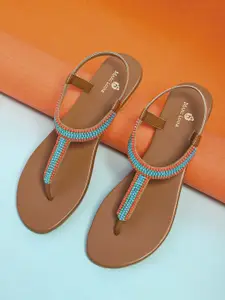 Marc Loire Women Multicoloured Embellished  T-Strap Flats