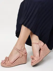 Marc Loire Nude-Coloured PU Party Wedge Heels