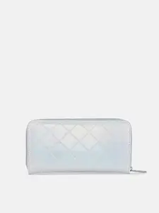 Forever Glam by Pantaloons Women White Textured PU Zip Around Wallet