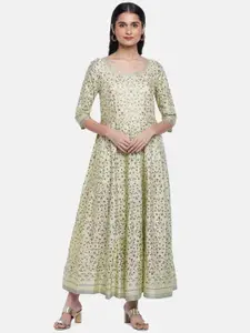 RANGMANCH BY PANTALOONS Green Floral Ethnic Maxi Dress