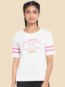 Ajile by Pantaloons Women Off White Typography Printed T-shirt