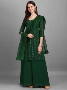 YOYO Fashion Green Embroidered Semi-Stitched Dress Material