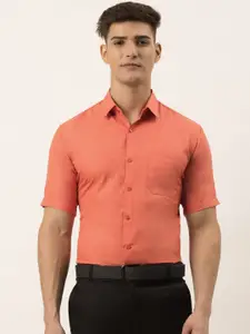 JAINISH Men Peach-Coloured Classic Slim Fit Formal Shirt