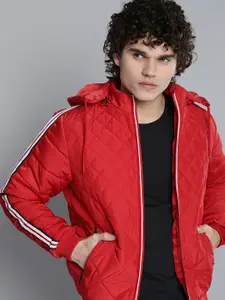Fort Collins Men Hooded Quilted Bomber Jacket With Zip Closure