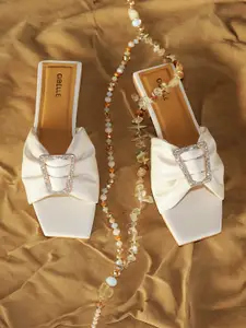 Gibelle Women White Embellished Open Toe Flats