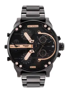 DIESEL Men Black Mr Daddy 2.0 Skeleton Dial Analogue Multi Function Watch DZ7312