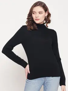 98 Degree North Women Black Solid Sweater