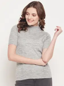 98 Degree North Women Grey Pullover Sweater